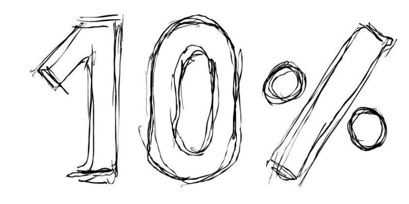 10％の文字の画像