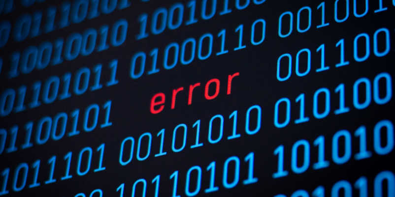 「０」「１」の数列と「error」の文字
