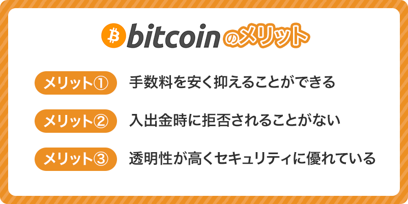 オンラインカジノの入出金にビットコインを使う３大メリット