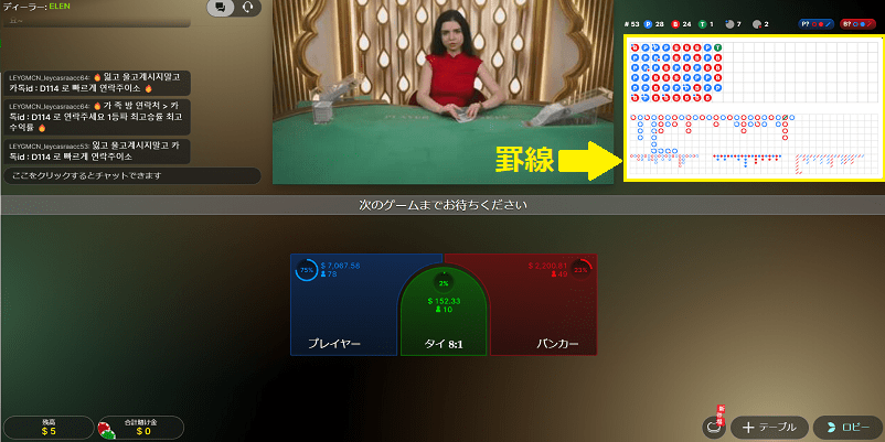 バカラの罫線の解説画像