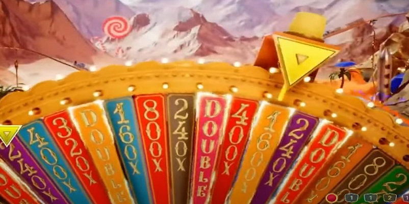 クレイジータイムのボーナスゲームで当選確定する画面