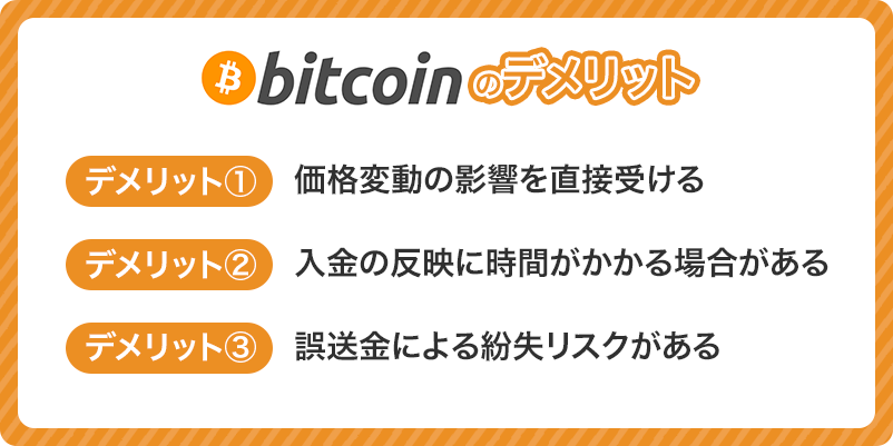 オンラインカジノの入出金にビットコインを使う３大デメリット
