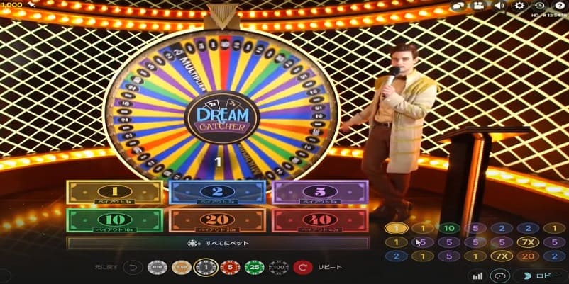 ドリームキャッチャーの実践方法1のチップ金額を選択する画面
