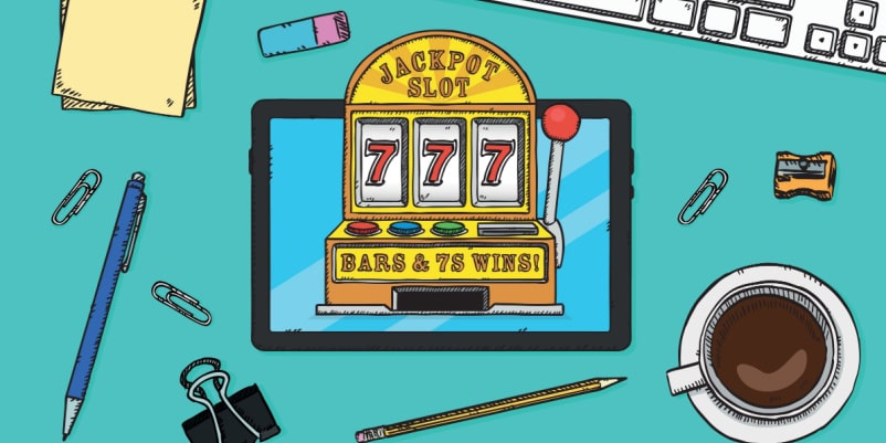 タブレットとスロットのイラスト