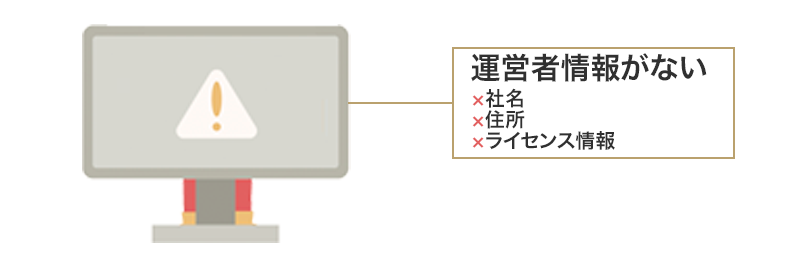パソコンと「運営者情報がない」の文字が入ったイラスト
