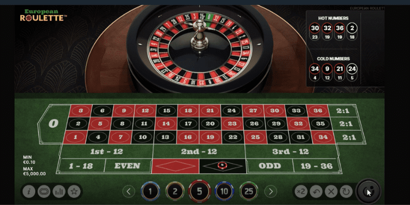 逆ダランベール法の実践のルーレット1ゲーム目の画面
