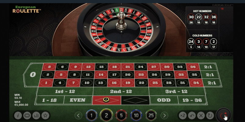 逆ダランベール法の実践のルーレット2ゲーム目の画面