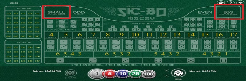 シックボーの大小（BIG/SMALL）説明画像